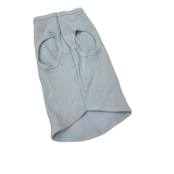 NWOT Ruff Ruff and Meow Ribbed Sky Blue Tee Dog Buddha Rub my Belly Sz Med. B32 - Picture 2 of 6